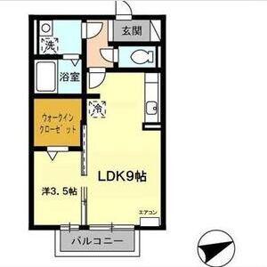 グランモアS(1LDK/2階)の間取り写真
