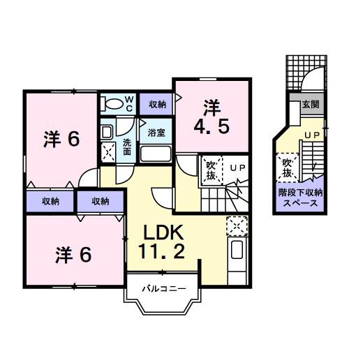 サンライト(3LDK/2階)の間取り写真