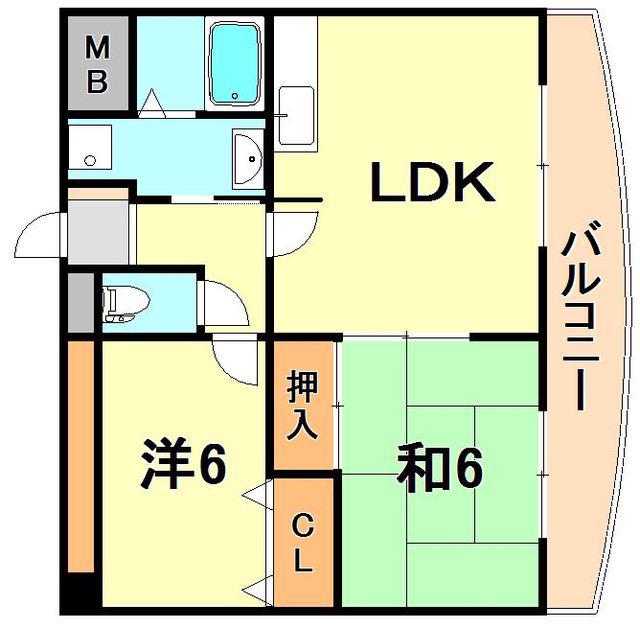 フェリスメンテ・狩口台(2LDK/2階)の間取り写真