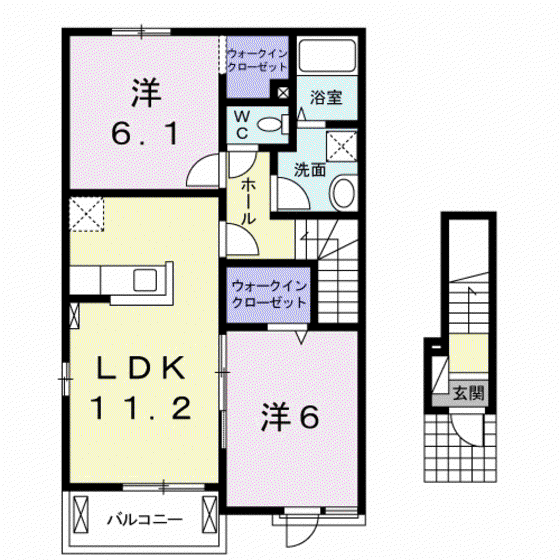 メローライフD(2LDK/2階)の間取り写真