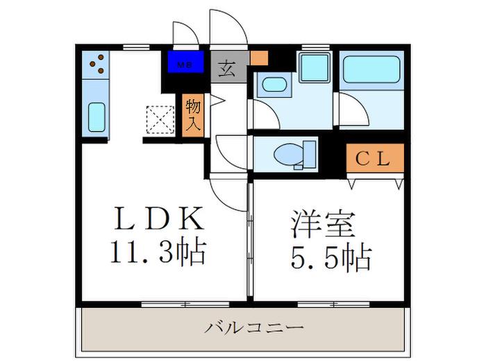 アンジュ京都天神川(1LDK/1階)の間取り写真