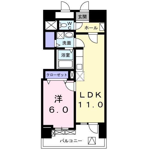メゾンド・ボナー扇 弐番館(1LDK/5階)の間取り写真