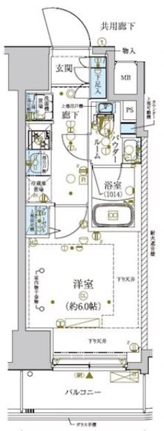 メインステージ横濱関内(1K/11階)の間取り写真