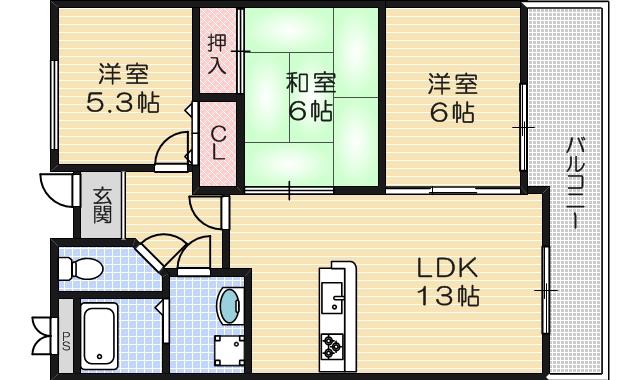 エスポワールササベ(3LDK/4階)の間取り写真