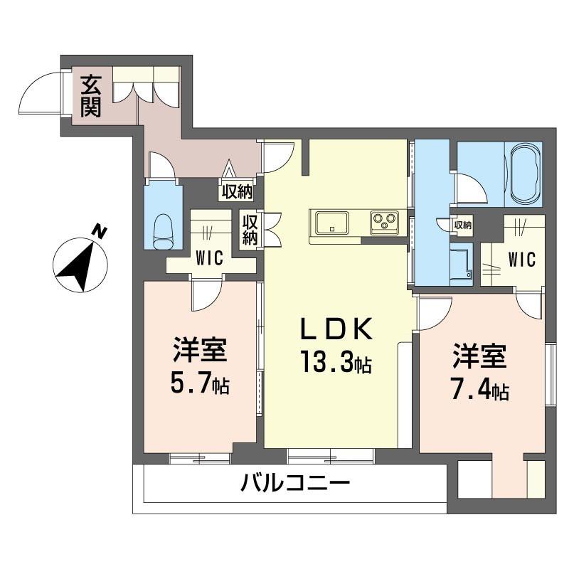 イースト ウィステリア II(2LDK/2階)の間取り写真