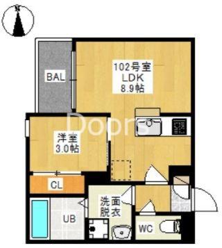 REGALEST 医大南(1LDK/2階)の間取り写真