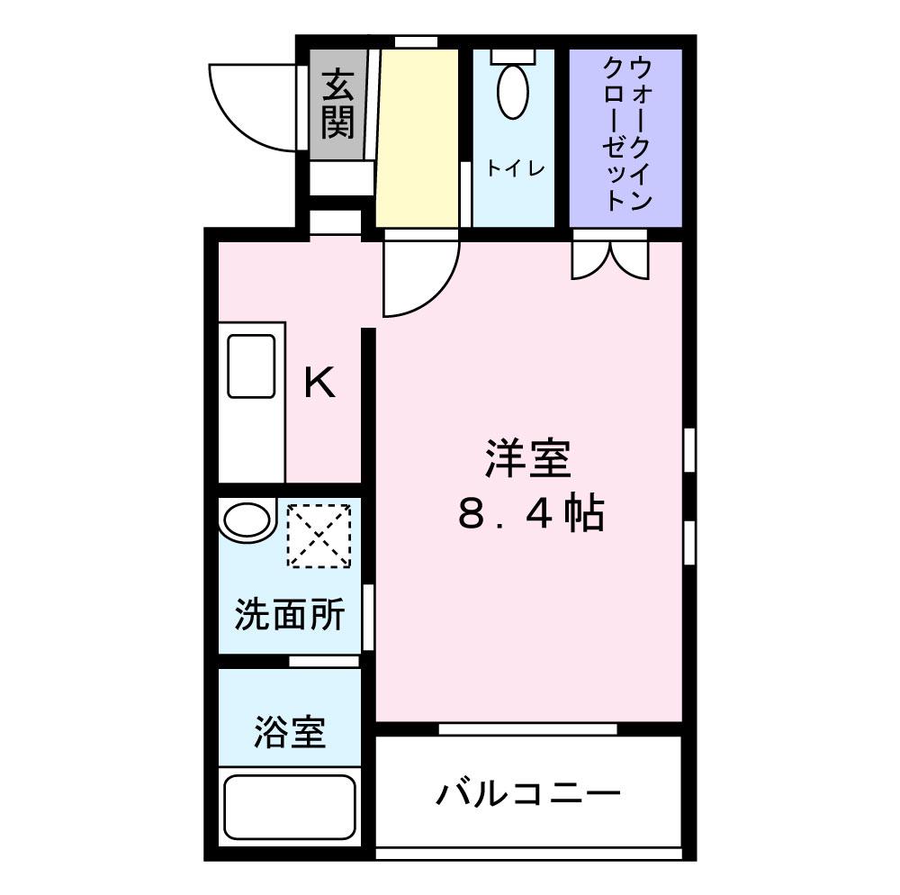 シュタットフルスI(1K/2階)の間取り写真