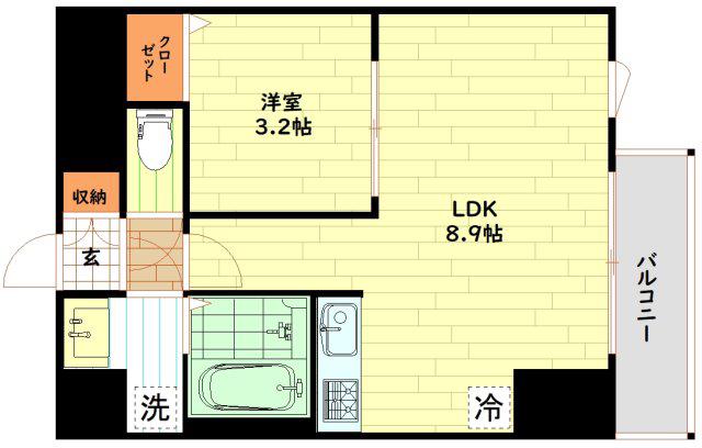 ジーグランデ九条(1LDK/2階)の間取り写真