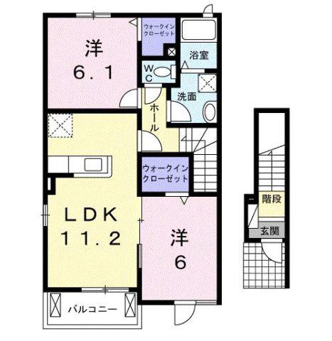 サンティエ(2LDK/2階)の間取り写真