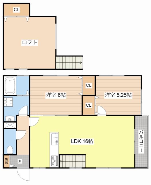 サンシャイン唐崎(2LDK/2階)の間取り写真
