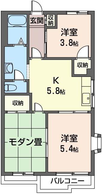 シャルマンK(3K/2階)の間取り写真