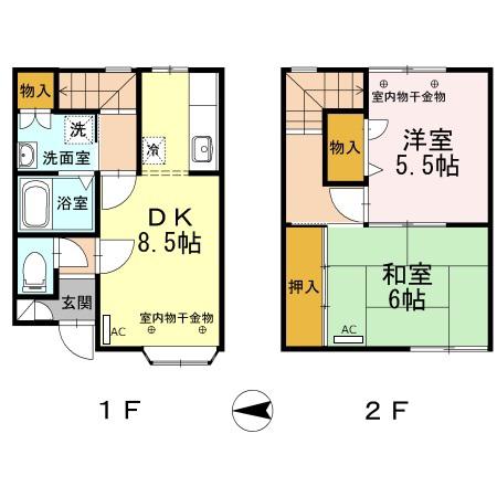 CASACLAIR(2DK/1階)の間取り写真