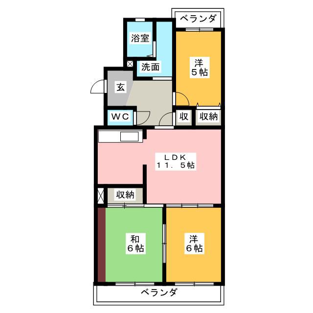 メゾン・ド・飯田(3LDK/2階)の間取り写真