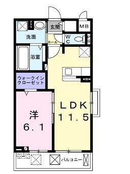 ヴェーネレア(1LDK/1階)の間取り写真