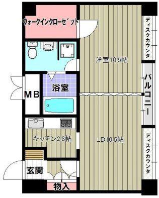 シャンブル杭瀬(1LDK/6階)の間取り写真