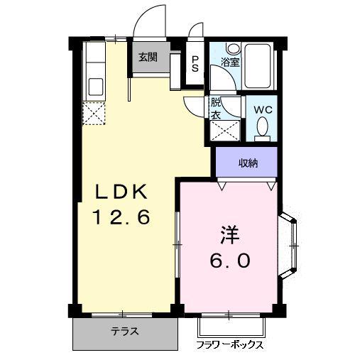 レジデンスササハラ(1LDK/1階)の間取り写真