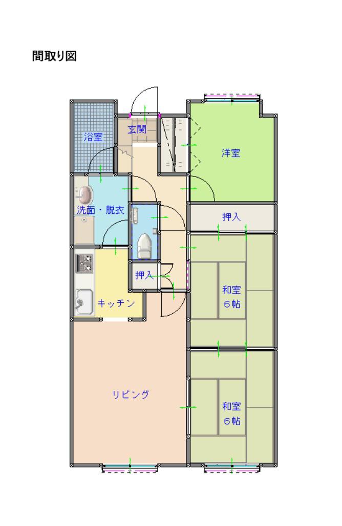 エンゼルハイム東福山壱番館(3LDK/2階)の間取り写真