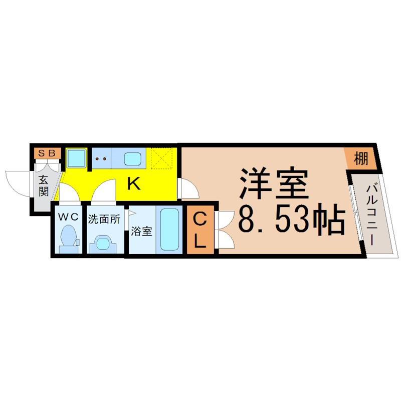 アビターレ豊前(1K/2階)の間取り写真