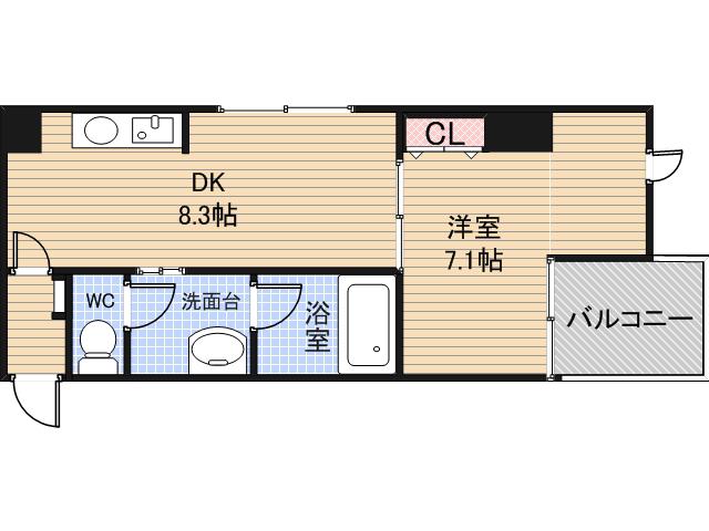 グランスイート(1LDK/8階)の間取り写真