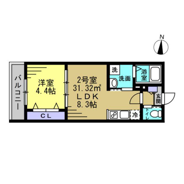 AJ八千代台北(1LDK/3階)の間取り写真