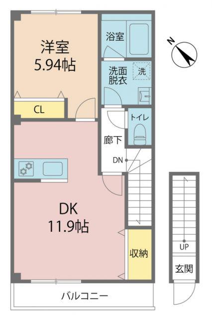 カサ・ミラ(1LDK/2階)の間取り写真