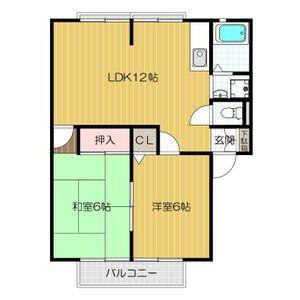 ハイツグリーンキャッスル A棟(2LDK/1階)の間取り写真