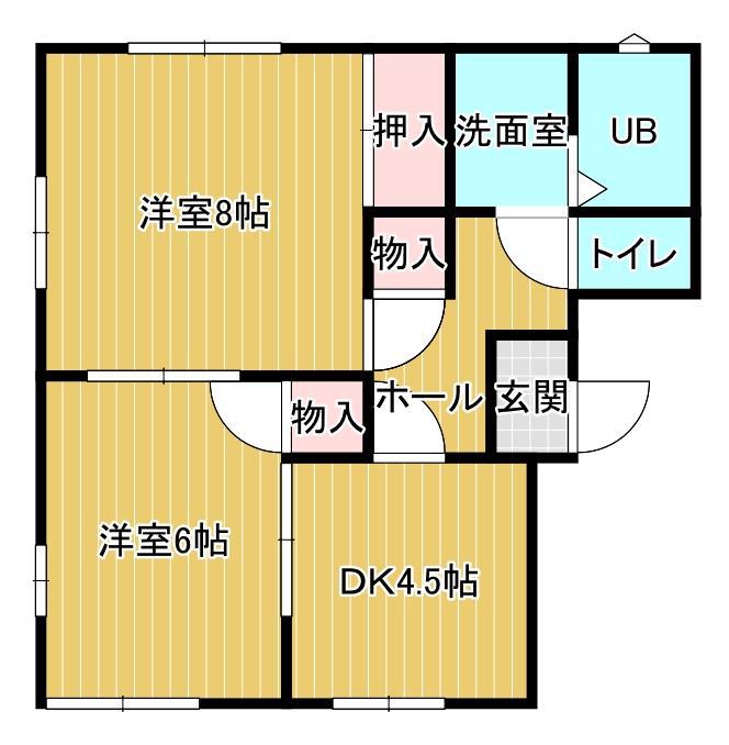 フレグランスB(2DK/2階)の間取り写真