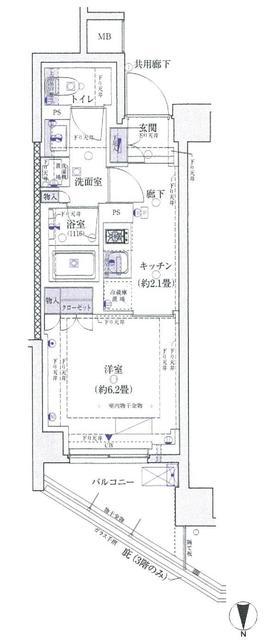 レジデンシャル池袋本町(1K/5階)の間取り写真