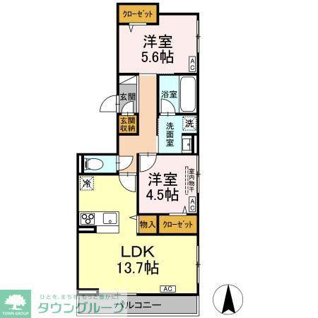 D-COMODO小金井貫井北町(2LDK/3階)の間取り写真