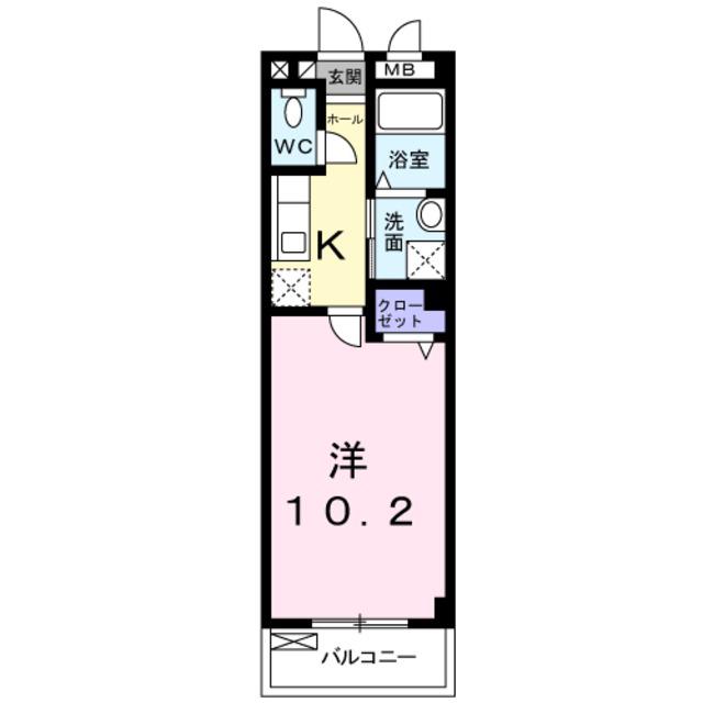 ノイブルーメ桂川(1K/4階)の間取り写真