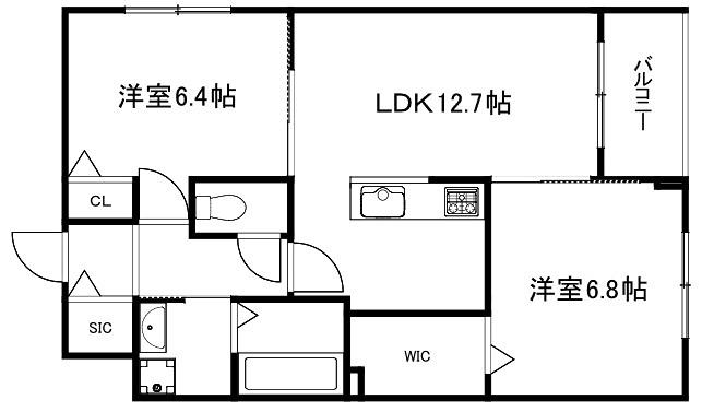 アーバンコート堀川西(2LDK/4階)の間取り写真