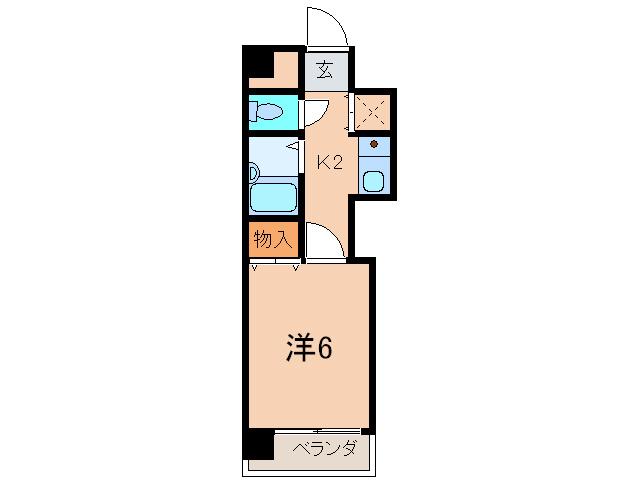 エレガンス廣瀬(1K/2階)の間取り写真