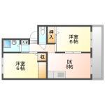 ユートピア三宅B棟(2LDK/2階)の間取り写真