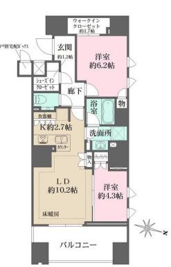 ザ・パークハウス麹町三丁目(2LDK/2階)の間取り写真