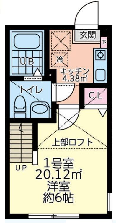 多摩都市モノレール 中央大学・明星大学駅 徒歩11分 2階建 築2年(1K/1階)の間取り写真