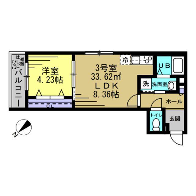 RIZE柏たなかI(1LDK/3階)の間取り写真