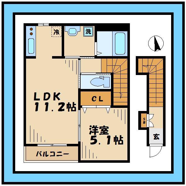 ラパーチェ(1LDK/2階)の間取り写真