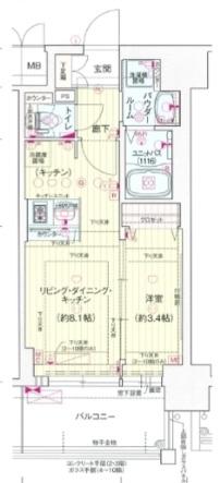 プレサンス新大阪ジェイズ(1LDK/2階)の間取り写真