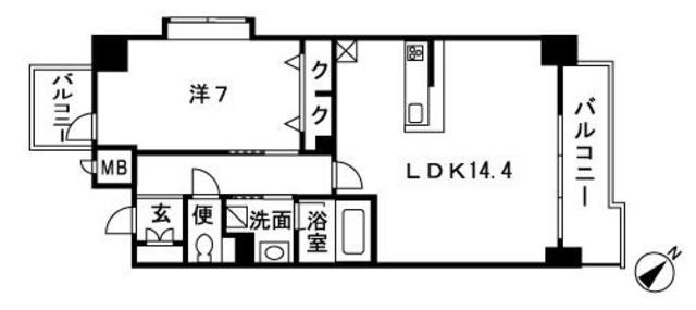 レジデンス博多(1LDK/9階)の間取り写真
