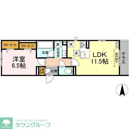 赤堤計画(1LDK/1階)の間取り写真