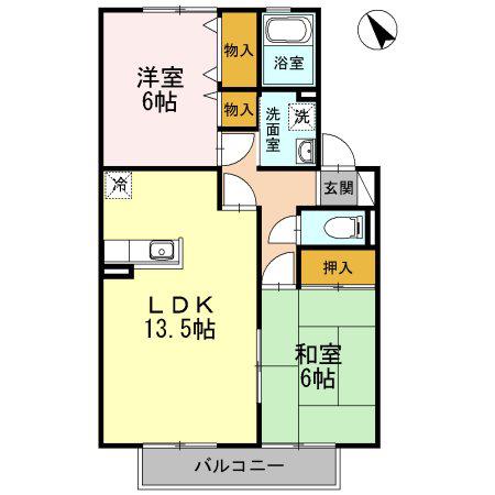 まいハイムA棟(2LDK/2階)の間取り写真