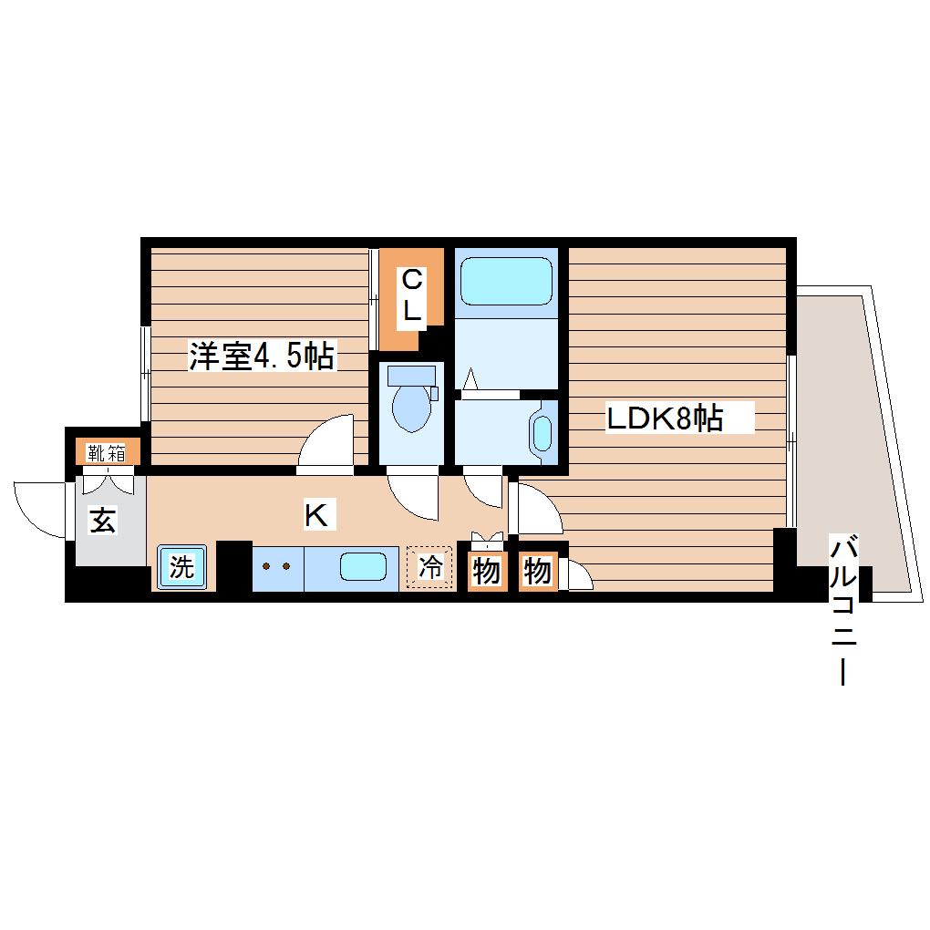 HF仙台長町レジデンス(2K/3階)の間取り写真
