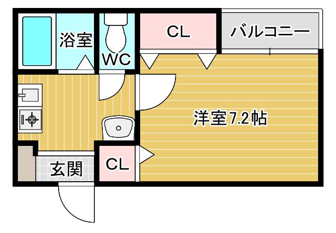 ハイムイルマーレ(1K/4階)の間取り写真