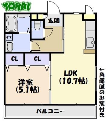 MAESTRO明和(1LDK/3階)の間取り写真