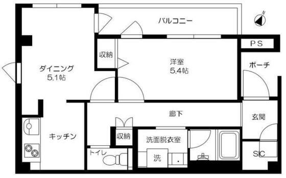 ウイングスII(1LDK/2階)の間取り写真