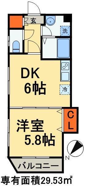 SEA SPRING 1ST(1DK/3階)の間取り写真
