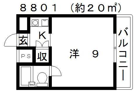 ヴィクトリアコート野々上(1K/3階)の間取り写真