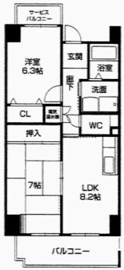 アクティ日之出(2DK/4階)の間取り写真