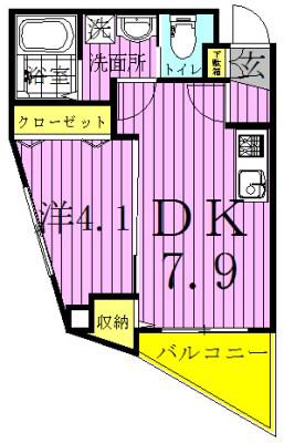 サクラテラス柏(1DK/3階)の間取り写真