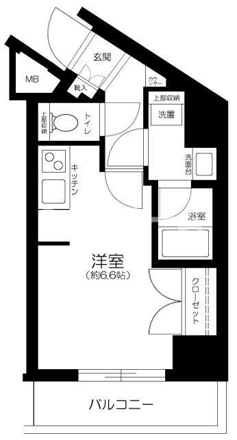 プレミアムキューブ北品川(ワンルーム/2階)の間取り写真